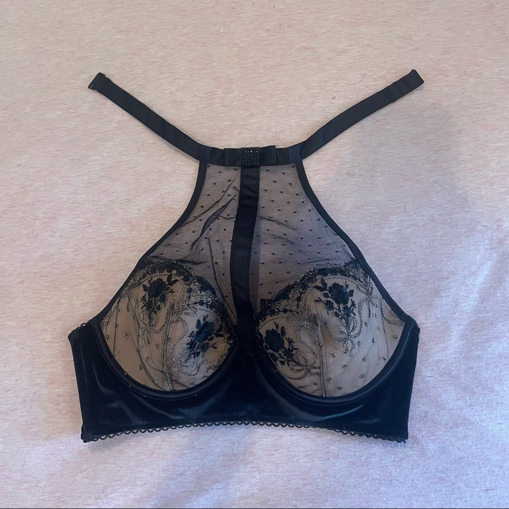 Beautiful Unworn Black Black Embroidered Bustier